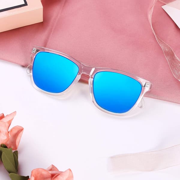 Women's Sunglasses UV400 Mirror Lenses, Suitable for Outdoors, Vacation, Driving Crystal Blue