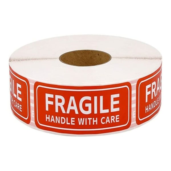 150" Fragile" Etiketter, Fragile Etiketter, Frakt och Förpackning Varningsetiketter, Skador RiskVarningsetiketter, Varningsetiketter 2,5*7,5 cmRöd， KoleZy