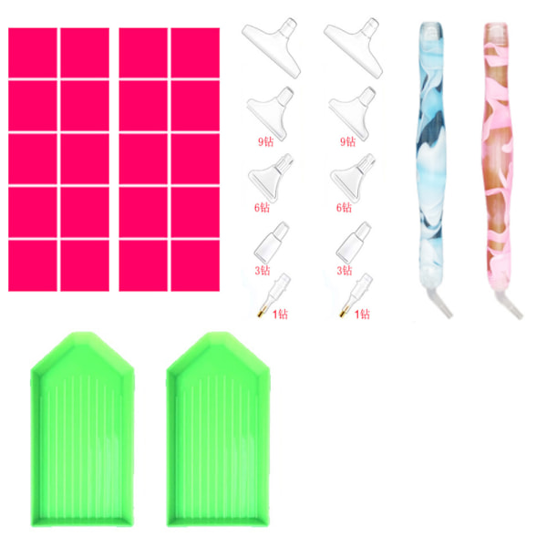 34-delad 5D diamantmålning tillbehör pennset, DIY diamantmålning penna 6 stilar 5D borrpenna diamantmålning verktyg & tillbehör för DIY