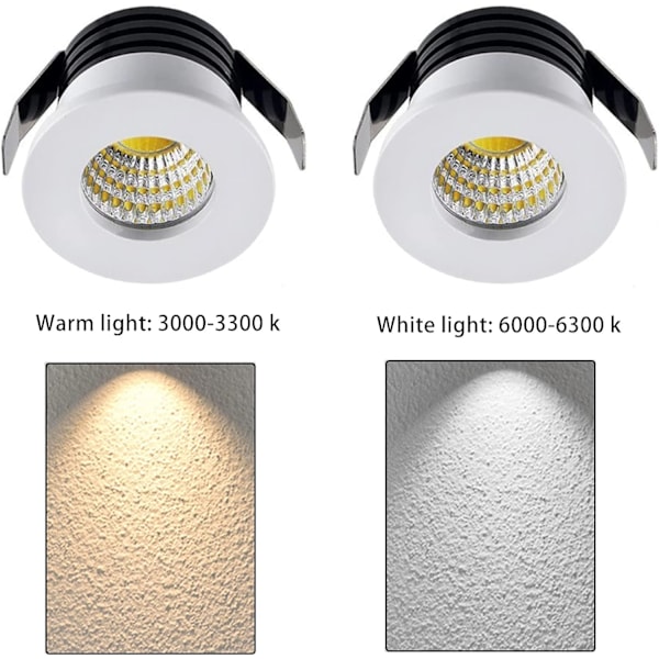 5 kpl 3W LED-upotettavia kohdevaloja, LED-upotettavat pienet kaapit Mini Spot -lamppu Kattovalaisin Kit Armatuuri (lämmin valo)-X42-