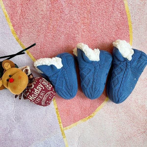 vinterstrømper varmestrømper fluffy tykke strømper hjemmesko b marineblå-FS2- marinblå 26-31 (insida 18-21cm)