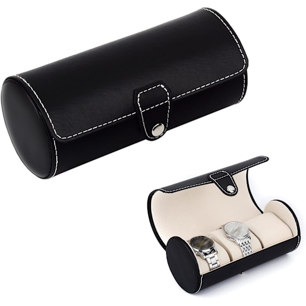 3 Rese-klockboxar, Smyckes-/Klockdisplayställ (Svart)