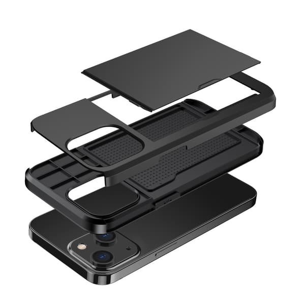 SKALO iPhone 14 Armor Case Card Holder - Black Svart black