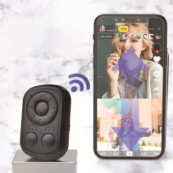 Bluetooth-fjärrkontroll Självutlösare Mobiltelefon för smartphones och surfplattor Trådlös kameraslutare SelfieTimer Bluetooth-kontroll för rullning av videor Kompatibel med IOS Android