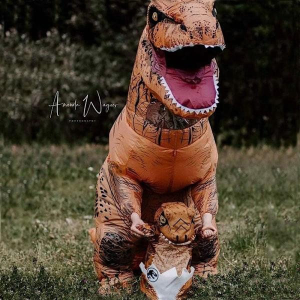Uppblåsbar Dräkt Trex Dinosaurie Dräkter Halloween Dräkt Maskeradkläder för Vuxna (brun)-FS3- Brown