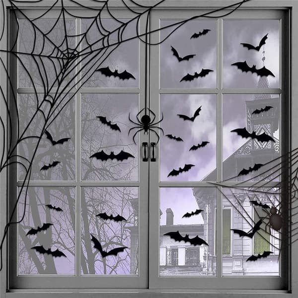 Lepakkoseinätarrat ja ikkunatarrat Halloween-sisustukseen