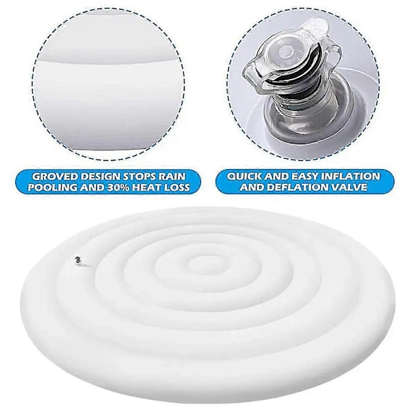 Uppblåsbart Spabadsskydd Uppblåsbart Runt Lock med Handtag Spabadsskydd Utomhus Regntätt Lock Vikbart Skydd med Isolering B (FMY)-FS4- White