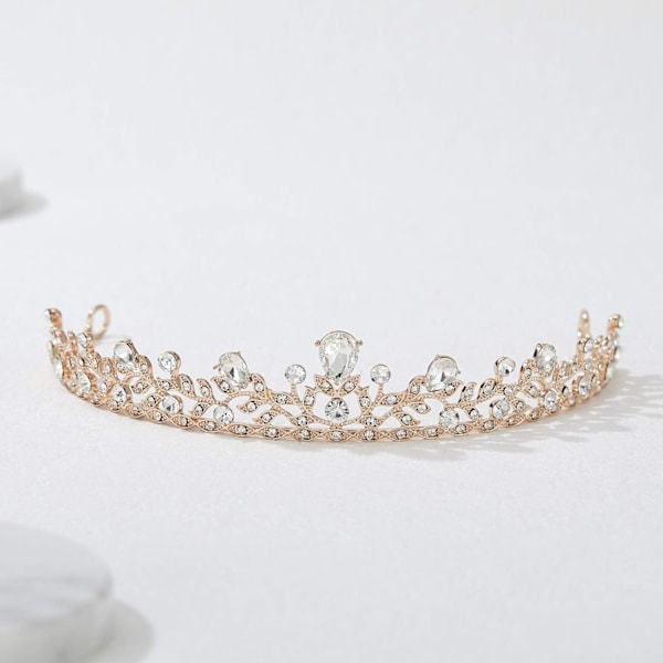 Glittrande Kristallkrona Prinsessdiadem Strass Löv Fest