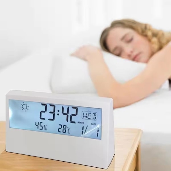 Digital Vekkerklokke, Transparent Moderne Design, Temperatur, Luftfuktighet