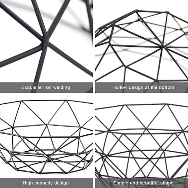Kreativ Geometrisk Trådfrugtskål, Bordplade Opbevaring