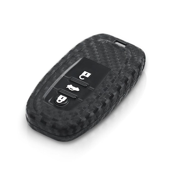 Bilnøgleetui i kulfiber silikone med 3 knapper til Audi Sort Black one size