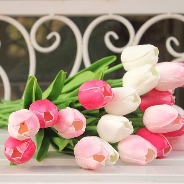 Multicolor Artificial Tulips Flowers Real Touch 24pcs-FY-