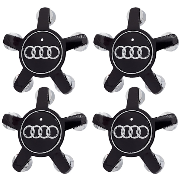 4-pak - Audi Centrumkåpor / Hjulnav Emblem - Bil 240 Svart 70 mm / 135 mm