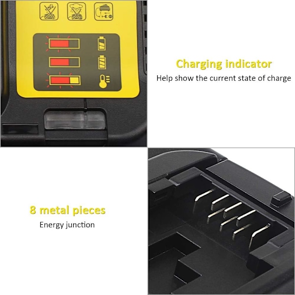 DCB112 Laddare för Dewalt 10,8V / 14,4V / 18V litium batteri