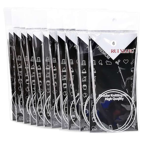 11 pcs Metal Circular Knitting Needles, 80 cm for Knitting Projects Silver Silver-FY-