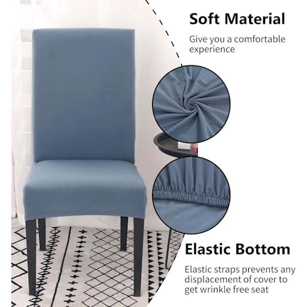 Spisestuestoltrekk, sett med 4 eller 6, elastiske, avtakbare, vaskbare, stoltrekk, dekorative trekk, hotellsetetrekk lyseblå light Blue 6pcs