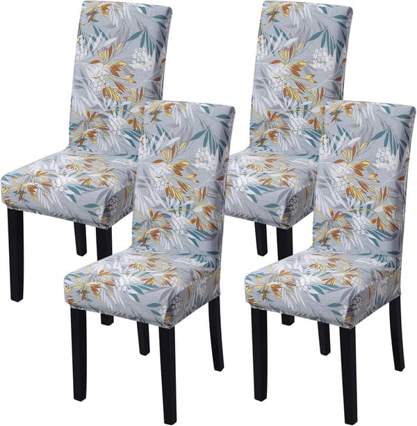 4-pack julstolsöverdrag stretch avtagbar tvättbar matsal bladmönster1 Leaf Pattern1-FY- Leaf Pattern1 4