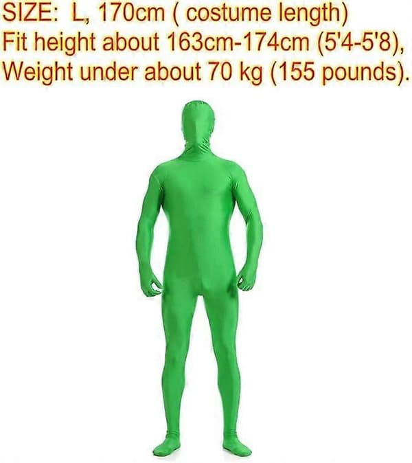 Green Screen-dragt med hætte, heldragt i stretch til mænd og kvinder, 170 cm-FY-