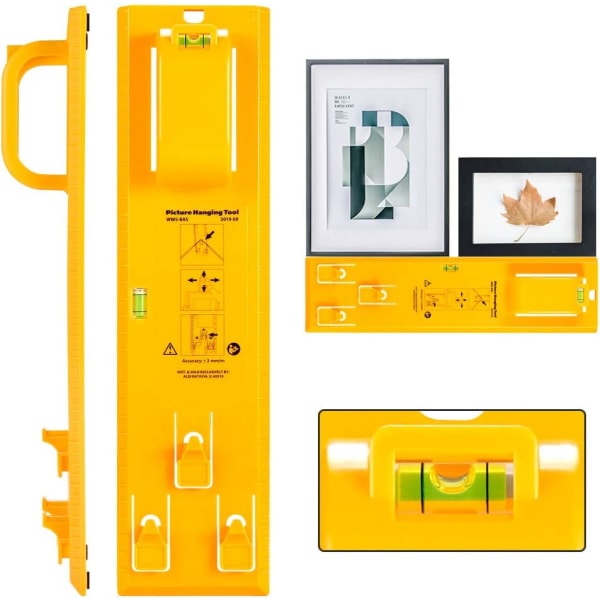 Bildeopphengsverktøy med Level Easy Frame Bildehenger Veggmonteringsett (gult hengeverktøy)