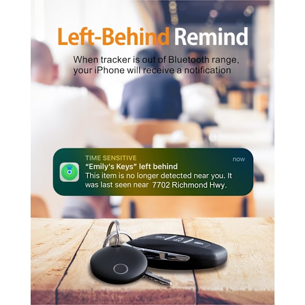 Sporing for bagasje, kompatibel med Apple Finn (kun iOS), søker for nøkler, bagasje, kofferter, lommebok, IP67 vanntett, 1-pakning