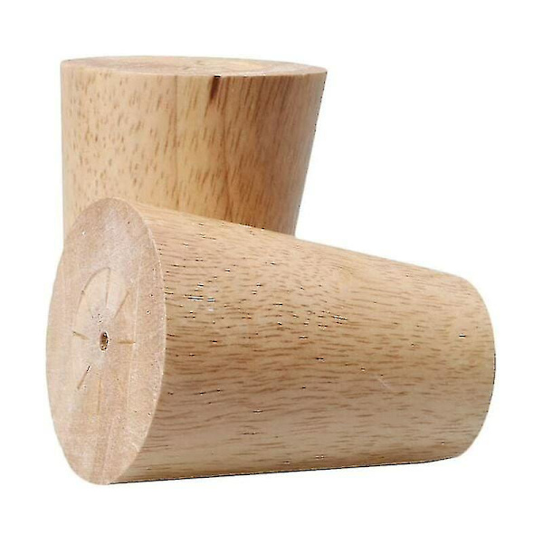 4x 5 cm möbelben i massivt trä med monteringsplatta och skruvar för soffa, tv, säng, matbord - 5 cm -ys