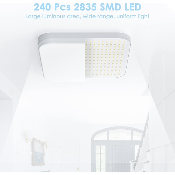 36W Kvadratisk LED-kattovalaisin, 3240LM kattovalaisin, 4500K sisävalaistus, moderni valaisin