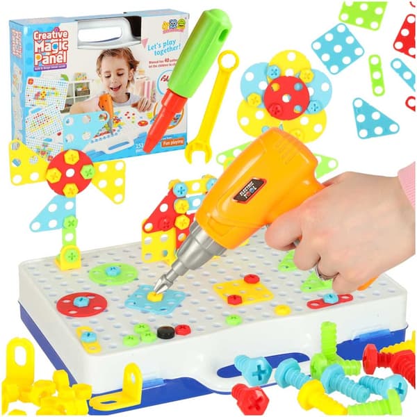 Screw & Construction Set 151 Pieces – Creative Building Blocks with Battery-Powered Screwdriver{YDE}-FY-