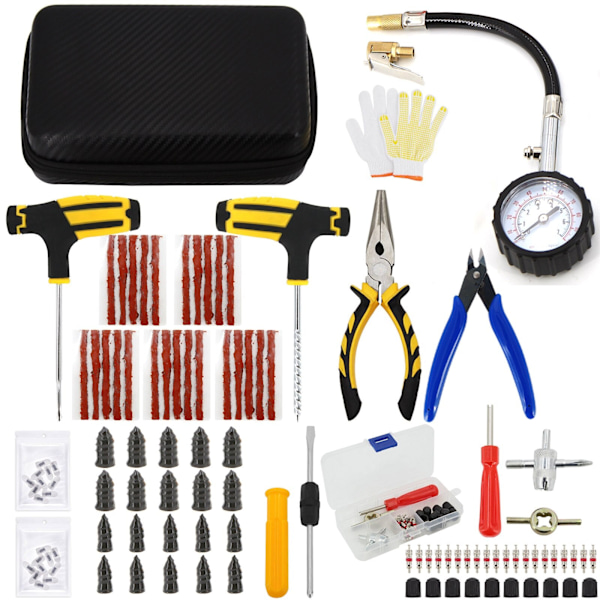Auton Renkaan Korjaustyökalusarja Nastasarja Auto Pyörän Rengasrikko Tulppa Autotalli Pihtipihdit Tyhjiökalvo Naularuuvit Säilytyslaukulla Overseas-X42- Overseas CASE-C-87PCS-Pliers