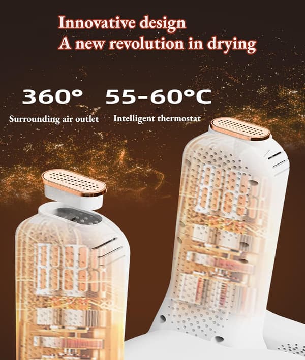 Electric Shoe Dryer, Portable Silent Boot Dryer with Constant Temperature Timer, Retractable Shoe Head, Smart Boot Deodorizer-FY-