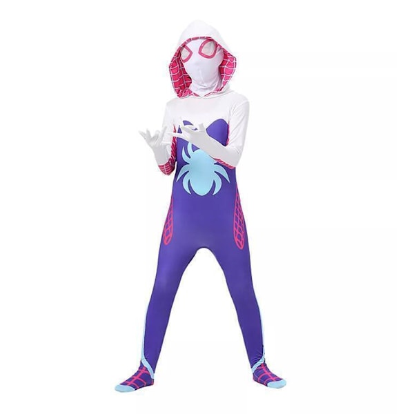 Spökspindel Stacy Gwen Cosplay Halloween Kostym Jumpsuit Maskerad Vit Svart Stacy‘-PO- för flickor White Black Stacy 7-8 Years