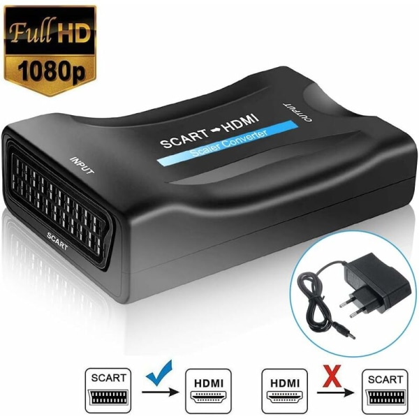 SCART till HDMI Converter, SCART till HDMI Video Converter 1080P/720P Kompatibel med HDTV STB VHS Xbox PS3 Sky DVD Blu-ray