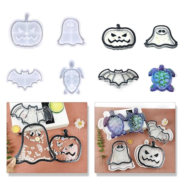 Molds Gör-det-själv Halloween Pumpkin Coaster Form Silikon Opbevaringsboks Molds Molds til boligindretning (FMY)