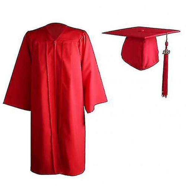 2022 Vuxen Dragkedja Stängning Universitet Akademisk Examen Klänning Robe Mortarboard Cap Röd Red XXXXL