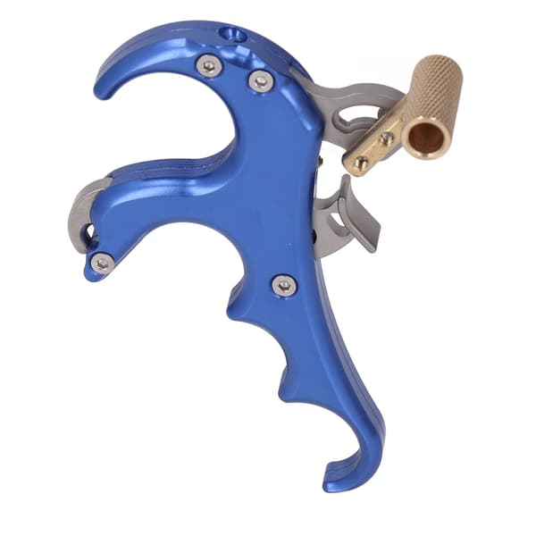 Bow Release Aid Aluminium Alloy Sensitivity Adjustable 4 Fingers Compound Bow Release Aid Blue-FY-