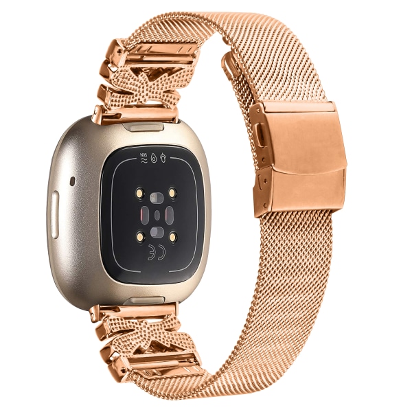 Klokkerem i rustfritt stål for Fitbit Versa3/4/Sense 2 Rose guld Rose guld