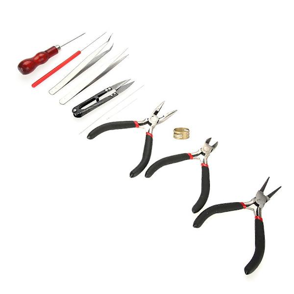 2024, 11 st DIY smyckesverktyg set tänger pincett ring virknål kit tillbehör