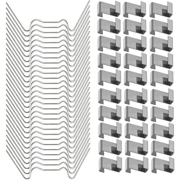 100 stk drivhusklemmer for glass, drivhusvind i rustfritt stål