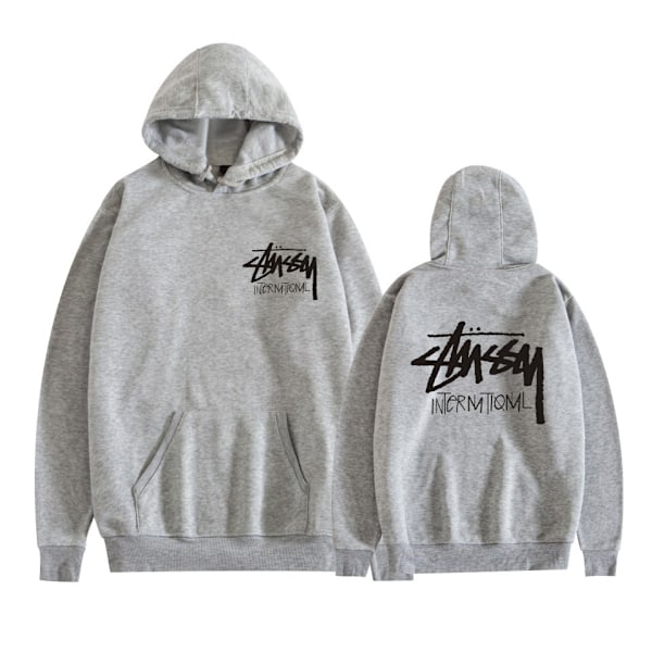 Mordely Unisex Stussy Pullover Hoodie Midweight Huvtröja Gray