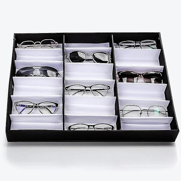 Låsbar solbriller display Organizer Box 18 rom for 18 briller 18 plasser for solbriller, briller og briller (FMY)