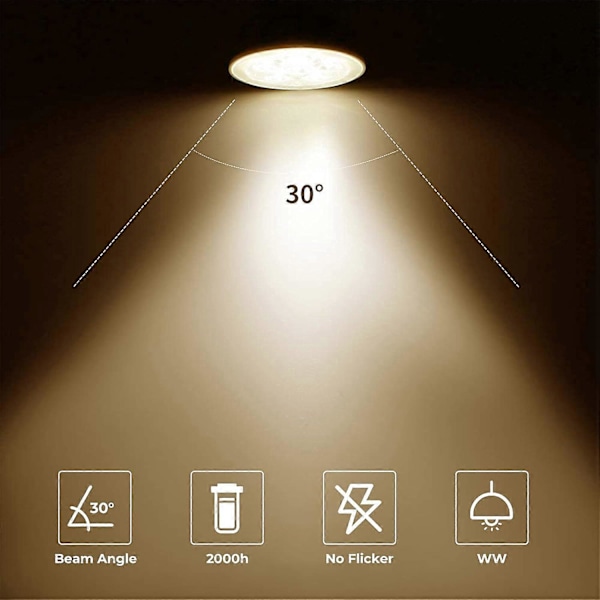 Förpackning med 8 halogenlampor Gu5.3 Mr16 35w 12v dimbara - Varmvitt 2800k, 400 lumen, glasskydd Jz [DB]