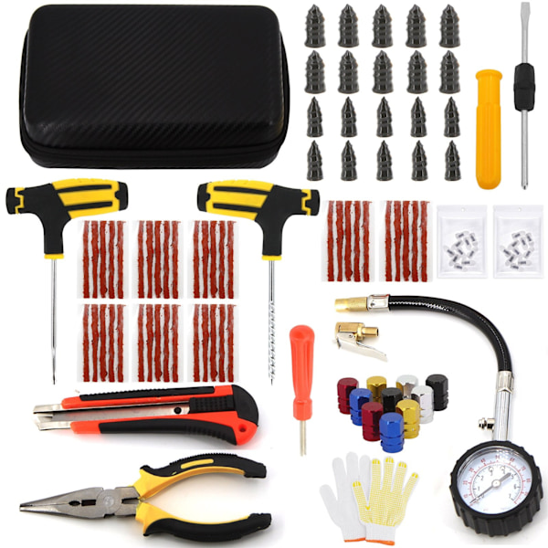 Auton Renkaan Korjaustyökalusarja Nastasarja Auto Pyörän Rengasrikko Tulppa Autotalli Pihtipihdit Tyhjiökalvo Naularuuvit Säilytyslaukulla Overseas-X42- Overseas CASE-C-39PCS-Knief