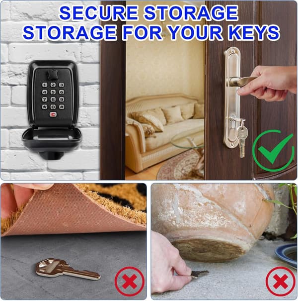Key Cabinet Wall Mounted Police Approved, Large Key Box with Resettable 12-Digit Code, Weatherproof Key Box-FY-
