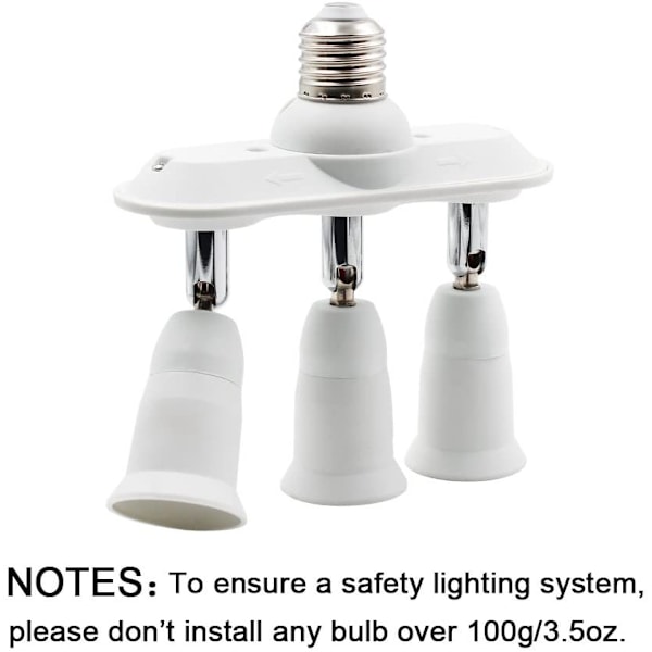 3-in-1 E27 LED-lampun jakaja-adapteri Lamppukannan