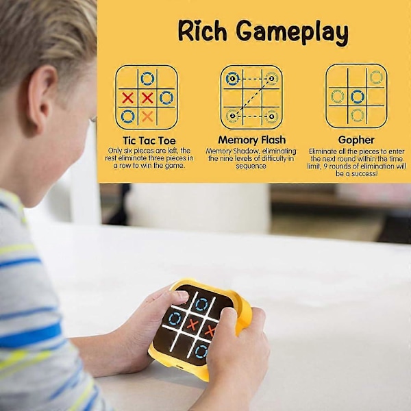 Elektroniskt Tre i Rad-spel, 3 i 1 Tre i Rad-spel, Bärbara Leksaker för Barn, Digitalt Schackbrädespel