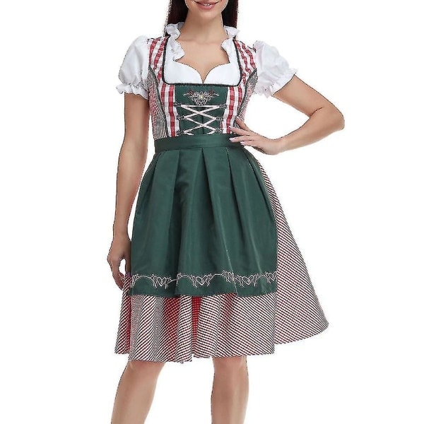 Tysk Oktoberfestdräkt för kvinnor Vuxen Dirndl Traditionell bayersk ölkarneval Fraulein Cosplay Blå