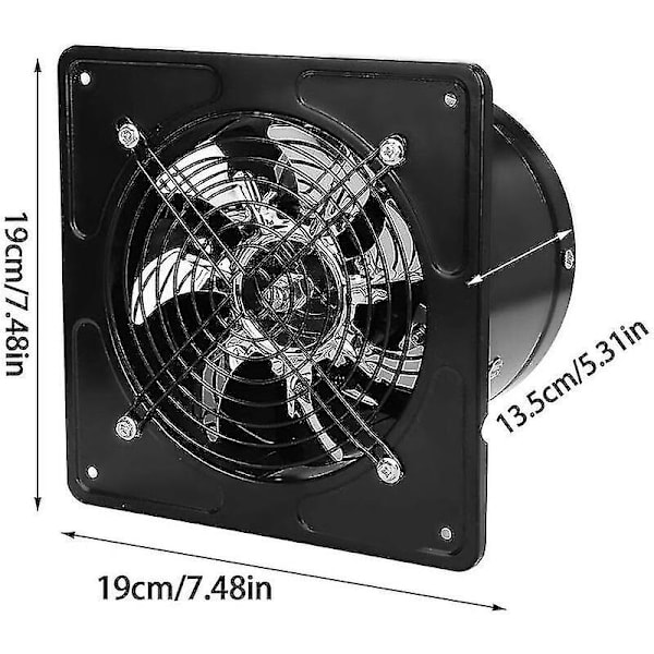 6\" Luftutsugsfläkt Borrhålsdiameter 150mm Luftutsug 40w Väggmonterad Fläkt För Kök Badrum (Svart) -KK
