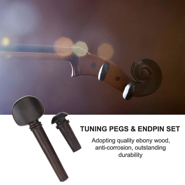 2024 Ebony Tuning Pegs with Endpin Set Replacement Parts for 4/4 Violins Musical Instruments