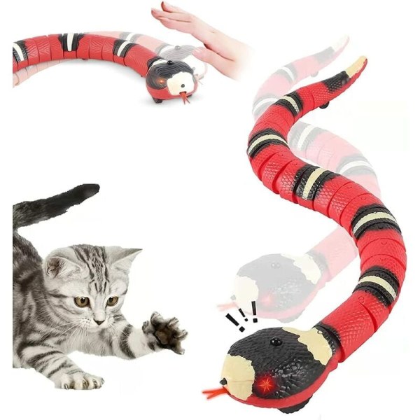 Interactive Cat Toy, Smart Sensing Snake, Moving, Rechargeable, Automatically Senses Obstacles and Escape