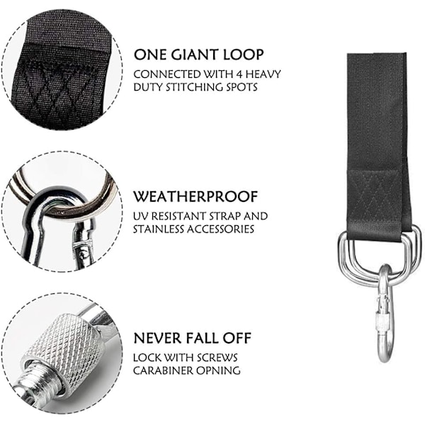 Trægynge Hængende Stropper, 5/10ft Lange Stropper med 2 Holdbare Sikkerhedslåse Karabinhager Holder Op Til 2200lb, Polyester Stropper Perfekte til Haven