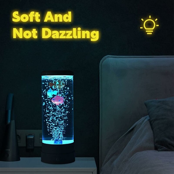 Lava Lampe Fantasy Natlampe og 3 Fisk Jellyfish Lampe LED Akvarium Lava Natlampe med USB Børn Voksne Hjem Soveværelse Kontor Dekorativ Gave